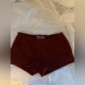 Edikted Burgundy Micro Shorts